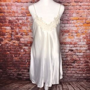 Vintage California Miss White Satin Beaded Chemise